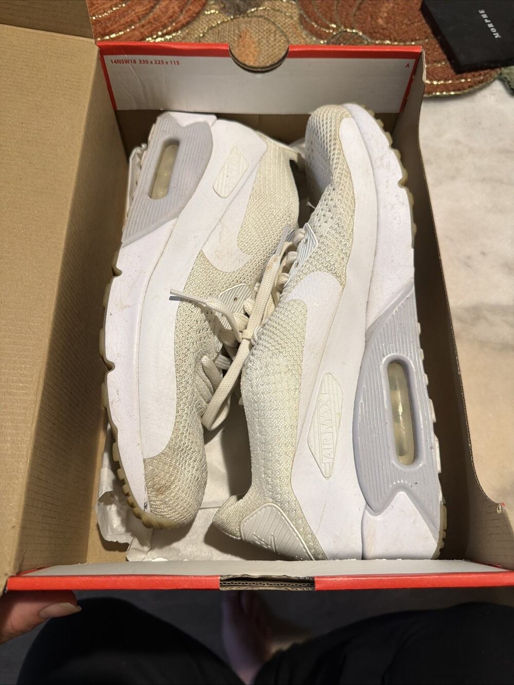 Nike Air Max 90 Ultra 2.0 Flyknit white pure platinum 875943-101 mens Size 12